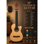 Valares Profesyonel Seri QCG2305 39” Elektro Mat Klasik Gitar KLT-17A Eq Full Set Hediyeli - Şeffaf