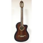 Valencia Elektro Klasik Gitar, Cutaway, 4/4, Kahve Sunburst
