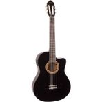 Valencia VC104TCEBK Elektro Klasik Gitar Cutaway (Siyah) | Kesik Kasa - Ekolayzırlı - Sap Çelikli