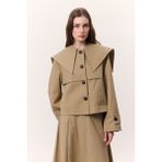 Valenne Geniş Yaka Gabardin Ceket - Camel - 12S-Siyah