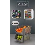 VALENT 2 Adet İstiflenebilir Düzenleyici, Dolap İçi, Lavabo Altı, Buzdolabı İçi Katlı Organizer ANTRASİT