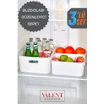 VALENT 3'lü Set Mocha Buzdolabı Düzenleyici Sepet, Banyo Dekoratif Organizer, 1 Adet 9.5lt 2adet 3.5lt