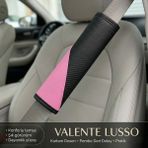 Valente Lusso Emniyet Kemer Pedi 2 Adet Cırtlı | Emniyet Kemer Kılıfı | Omuz ve Boyun Koruyucu - Pembe - Siyah