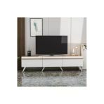 Valentina Modern Tv Sehpası – Beyaz & Çırağan, Yerden Yüksek Şık Tasarım