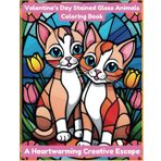Valentine’s Day-Stained Glass Animals Coloring Book – A Heartwarming Creative Escape: 30 beautifully designed coloring pages featuring adorable animal couples in stunning stained-glass art.
