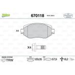 Valeo ÖN FREN BALATASI RENAULT MEGANE 4 2015 TÜM MOTOR TİPLERİ G:129MM Y:58.4 MM K:18MM 410603407R WVA22610 410605929R