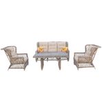 Valeria 5 Kişilik Rattan Bahçe Oturma Grubu 3+1+1 Set, Alüminyum İskelet, Suya Dayanıklı Minder, Balkon Teras Dış Mekan Mobilyası
