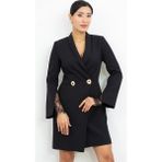 Valerian Moda Özel Koleksiyon Blazer Tarzı Dantel Detaylı Mini Elbise - 40 - Siyah