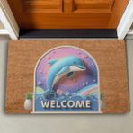 Valerine Life Akvaryum Yunus Temalı Mavi Welcome Kapı Önü Paspası 45x70cm
