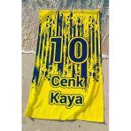 Valerine Life İsme Kişiye Özel Sarı Lacivert Plaj Havuz Spa Sauna Spor Havlusu 70X140cm Pamuklu Yüksek Emicilik