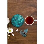 Valerine Life Turkuaz Doğal Taşlar Yıkanabilir Kaymaz Ofis Çay ve Fincan Bardak Altlığı 10x10cm 6 Adet