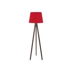 Valerino 123KIRMIZICEVİZ Tripod Ahşap Lambader - Konik Kırmızı Kumaş Başlıklı Ceviz Rengi Üç Ayaklı Yer Lambası, E27 Duy Modern ve İkonik Köşe Aydınlatması, Doğal Ahşap Gövdeli Dekoratif Abajur