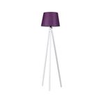 Valerino 123MÜRDÜMBEYAZ Tripod Ahşap Lambader - Konik Mürdüm Kumaş Başlıklı Beyaz Üç Ayaklı Yer Lambası, E27 Duy Modern Köşe Aydınlatması, Ahşap Gövdeli Şık Dekoratif Abajur