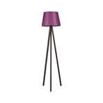 Valerino 123MÜRDÜMCEVİZ Tripod Ahşap Lambader - Konik Mürdüm Kumaş Başlıklı Ceviz Rengi Üç Ayaklı Yer Lambası, E27 Duy Modern ve Zarif Köşe Aydınlatması, Doğal Ahşap Gövdeli Dekoratif Abajur