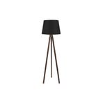 Valerino 123SİYAHCEVİZ Tripod Ahşap Lambader - Konik Siyah Kumaş Başlıklı Ceviz Rengi Üç Ayaklı Yer Lambası, E27 Duy Modern ve Endüstriyel Köşe Aydınlatması, Doğal Ahşap Gövdeli Dekoratif Abajur