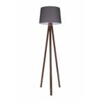 Valerino 1630 Tripod Ahşap Lambader - Konik Füme Kumaş Başlıklı Ceviz Rengi Üç Ayaklı Yer Lambası, E27 Duy Modern ve Otantik Köşe Aydınlatması, Doğal Ahşap Gövdeli Dekoratif Abajur