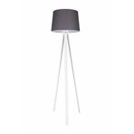Valerino 1640 Tripod Ahşap Lambader - Konik Füme Kumaş Başlıklı Beyaz Ayaklı Yer Lambası, E27 Duy Modern Köşe Aydınlatması, Leke Tutmaz İthal Kumaş Şapkalı Abajur
