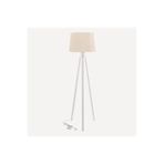 Valerino 1670K Tripod Ahşap Lambader - Konik Krem Kumaş Başlıklı Beyaz%100 MDF Ayaklı Yer Lambası, E27 Duy 142 cm Dekoratif Köşe Aydınlatması, Leke Tutmaz Özel İthal Kumaş