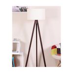 Valerino 3 Ayaklı Ahşap Lambader - Beyaz Kumaş Başlıklı Tripod Yer Lambası, E27 Duy Kahve Renkli Doğal Ahşap Gövde, Modern ve İskandinav Stil Köşe Aydınlatması (LY688)