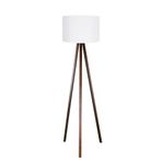 Valerino 3 Ayaklı Ahşap Lambader - Beyaz Kumaş Başlıklı Tripod Yer Lambası, E27 Duy Kahve Renkli Doğal Ahşap Gövdeli Köşe Aydınlatması, Modern ve Minimalist Salon Lambası (LY543)