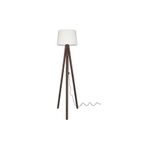 Valerino 3 Ayaklı Ahşap Lambader - Krem Kumaş Başlıklı Tripod Yer Lambası, E27 Duy Kahve Renkli Doğal Ahşap Gövde, Modern ve İskandinav Köşe Aydınlatması (LY685)