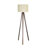 Valerino 3 Ayaklı Ahşap Lambader - Krem Kumaş Başlıklı Tripod Yer Lambası, E27 Duy Kahve Renkli Doğal Ahşap Gövdeli Modern Köşe Aydınlatması, Şık Salon ve Çalışma Odası Abajuru (LY538)