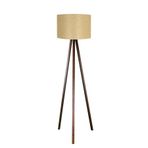 Valerino 3 Ayaklı Ahşap Lambader - Kum Beji Yuvarlak Kumaş Başlıklı Tripod Yer Lambası, E27 Duy Kahve Renkli Doğal Ahşap Gövde, Modern ve İskandinav Köşe Aydınlatması (LY679)