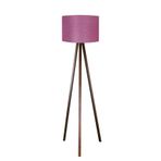 Valerino 3 Ayaklı Ahşap Lambader - Mürdüm Kumaş Başlıklı Tripod Yer Lambası, E27 Duy Kahve Renkli Doğal Ahşap Gövde, Modern ve Şık Salon Köşe Aydınlatması (LY540)