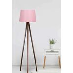 Valerino 3 Ayaklı Ahşap Lambader - Pembe Konik Kumaş Başlıklı Tripod Yer Lambası, E27 Duy Kahve Renkli Doğal Ahşap Gövde, Modern ve Romantik Köşe Aydınlatması (LY594)
