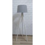Valerino 3 Ayaklı Ahşap Tripod Lambader - Gri Konik Başlıklı Beyaz%100 MDF Ayaklı Yer Lambası, E27 Duy 145 cm Dekoratif Köşe Aydınlatması, Leke Tutmaz Özel Kumaş (4268731)