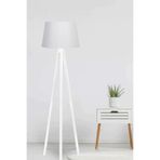 Valerino 3 Ayaklı Beyaz Ahşap Lambader - Beyaz Konik Kumaş Başlıklı Tripod Yer Lambası, E27 Duy Beyaz Gövdeli Modern Köşe Aydınlatması, Minimalist Salon ve Yatak Odası Lambası (LY593)