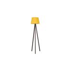 Valerino 4290S Tripod Ahşap Lambader - Sarı Kumaş Başlıklı Ceviz Rengi Üç Ayaklı Yer Lambası, E27 Duy Modern ve Şık Köşe Aydınlatması, Doğal Ahşap Gövdeli Dekoratif Abajur