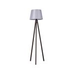 Valerino Tripod Ahşap Lambader - Gri Kumaş Başlıklı Üç Ayaklı Yer Lambası, E27 Duy L340 Kahverengi Gövdeli Dekoratif Köşe Aydınlatması, Modern ve İskandinav Stil Salon/Yatak Odası Abajuru (7015L)