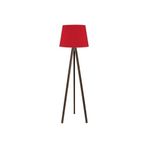 Valerino Tripod Ahşap Lambader - Kırmızı Kumaş Başlıklı Üç Ayaklı Yer Lambası, E27 Duy L344 Kahverengi Gövdeli Dekoratif Köşe Aydınlatması, Klasik ve Modern Stil Salon/Ofis Abajuru (7009L)
