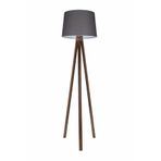 Valerino Tripod Ahşap Lambader - Konik Füme Kumaş Başlıklı Üç Ayaklı Yer Lambası, E27 Duy L342 Kahverengi Gövdeli Dekoratif Köşe Aydınlatması, Modern ve Rustik Stil Salon Abajuru (7007L)
