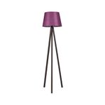 Valerino Tripod Ahşap Lambader - Konik Mürdüm Kumaş Başlıklı Üç Ayaklı Yer Lambası, E27 Duy L346 Kahverengi Gövdeli Dekoratif Köşe Aydınlatması, Mistik ve Modern Stil Salon Abajuru (7024L)