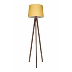 Valerino Tripod Ahşap Lambader - Konik Sarı Kumaş Başlıklı Üç Ayaklı Yer Lambası, E27 Duy L345 Kahverengi Gövdeli Dekoratif Köşe Aydınlatması, Modern ve Retro Stil Salon Abajuru (7022L)