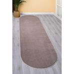 Valery Home Kahverengi Oval Comfort Overloklu Peluş Yolluk Halı Saçaksız 80 X 350