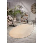 Valery Home Oval Comfort Overloklu Peluş Halı Bej Saçaksız 80 X 250