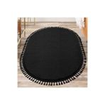 Valery Home Siyah 100x300 cm Oval Comfort Puffy Ponpon Saçaklı Peluş Halı Yolluk
