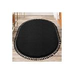 Valery Home Siyah 80x150 cm Oval Comfort Puffy Ponpon Saçaklı Peluş Halı Yolluk