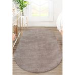 Valery Home Vl Oval Comfort Overloklu Peluş Halı Kahverengi