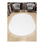 Valery Home Vl Oval Comfort Ponpon Saçaklı Peluş Halı Beyaz 150 X 300