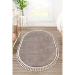 Valery Home Vl Oval Comfort Ponpon Saçaklı Peluş Halı Kahverengi Pon Popon 100 X 650