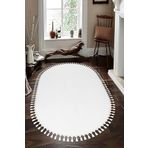 Valery Home Vl Oval Comfort Ponpon Saçaklı Peluş Yolluk Beyaz