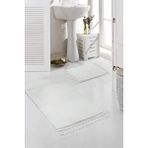 Valery Home Vl Yıkanabilir Premium Ponpon Saçaklı Kaymaz Taban Post Peluş Banyo Paspası 2'li Takım Antrasit Ekru