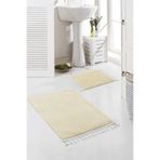 Valery Home Vl Yıkanabilir Premium Ponpon Saçaklı Kaymaz Taban Post Peluş Banyo Paspası 2'Li Takım Bej 60 X 100