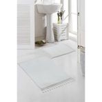 Valery Home Vl Yıkanabilir Premium Ponpon Saçaklı Kaymaz Taban Post Peluş Banyo Paspası 2'Li Takım Beyaz 60 X 100