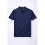 Valiberta Elatus Çizgili V Yaka İnce Triko Relaxed Fit Polo Yaka Erkek T-Shirt - Lacivert