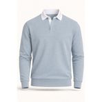 Valiberta Luis Polo Yaka Selanik Örme Kumaş Erkek Sweatshirt - Soğuk Mavi